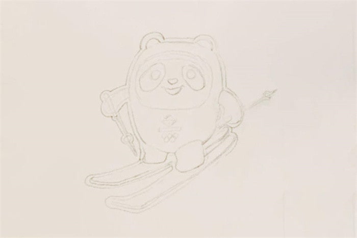 滑雪的冰墩墩简笔画画法步骤