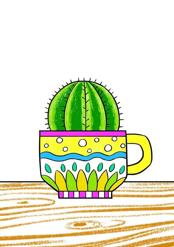 4-9岁少儿美术课程《仙人球》