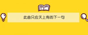 此曲只应天上有的下一句