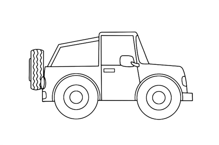 一步一步学画吉普车简笔画