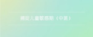 捕捉儿童敏感期（中班）