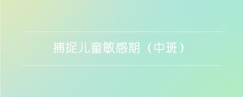 捕捉儿童敏感期（中班）