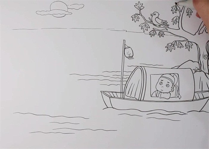 枫桥夜泊古诗配画