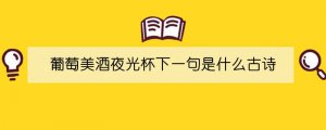葡萄美酒夜光杯下一句是什么古诗