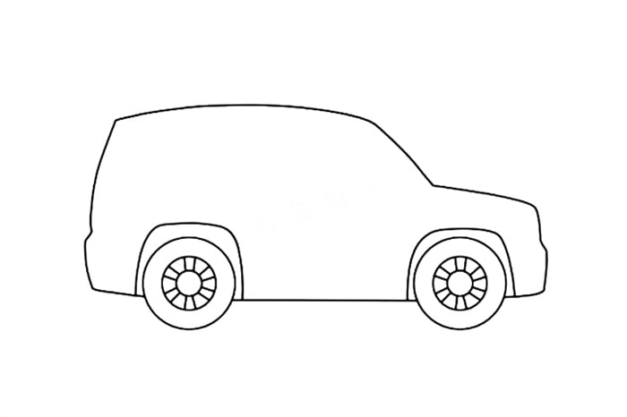 5步画出漂亮的红色吉普车简笔画