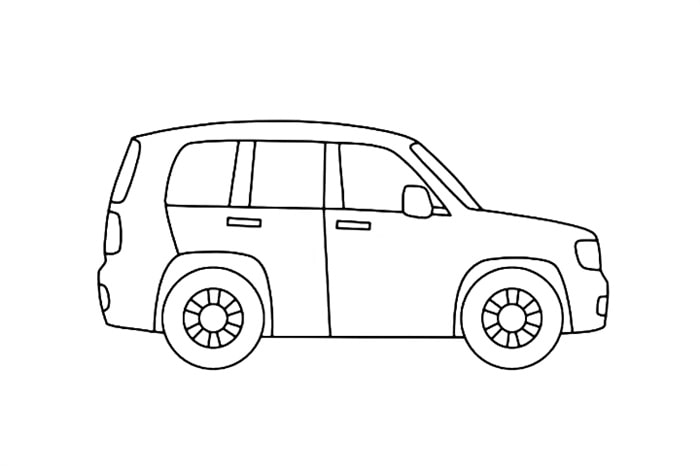 5步画出漂亮的红色吉普车简笔画