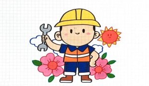五一劳动节简笔画可爱的工人叔叔