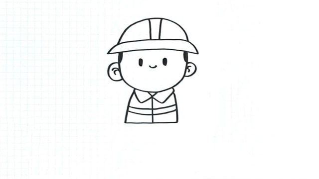 五一劳动节简笔画可爱的工人叔叔