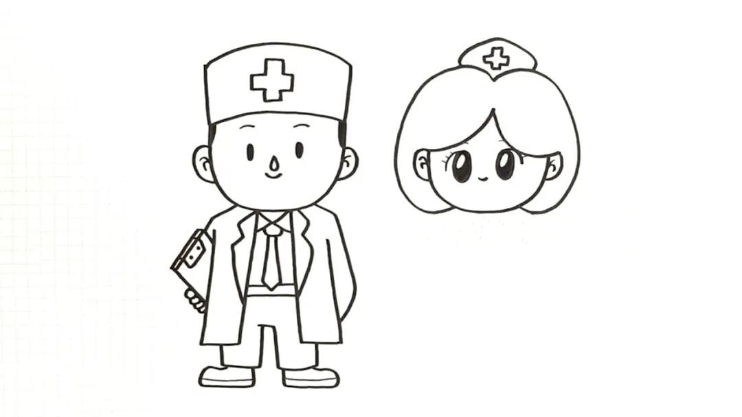 医生护士卡通简笔画教程