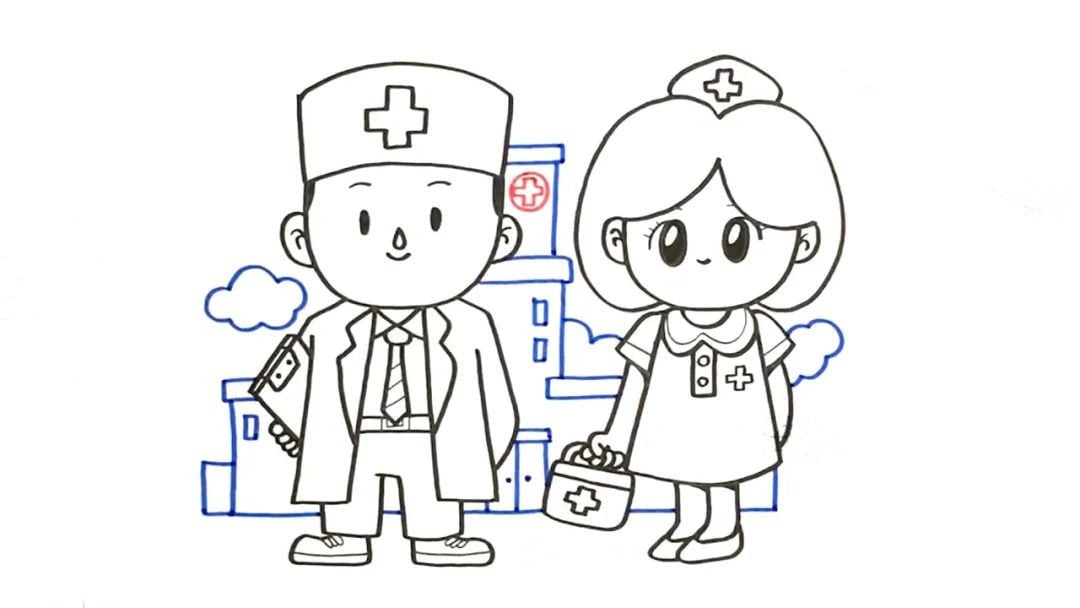 医生护士卡通简笔画教程