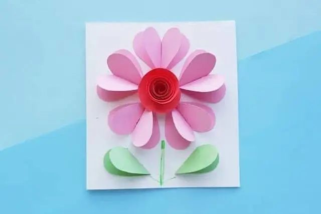 母亲节手工：剪纸制作心形拼贴3D纸花朵