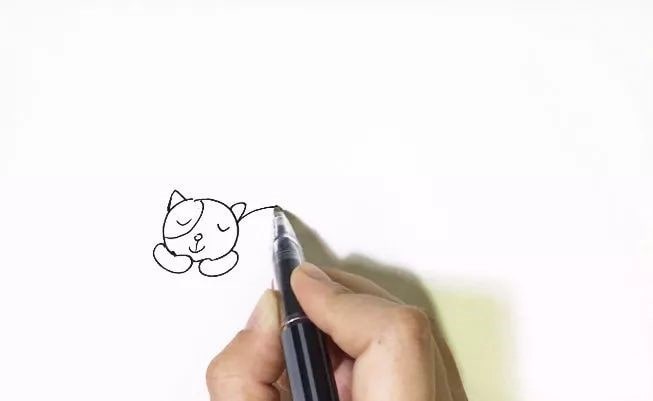 屋顶上的小猫咪儿童简笔画教程