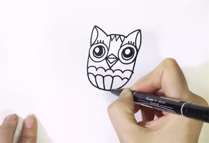猫头鹰散步儿童简笔画教程
