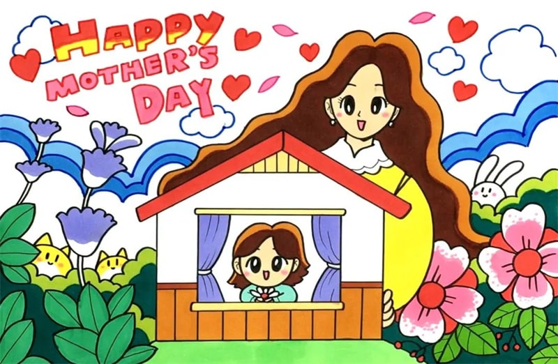 母亲节图片儿童画教程
