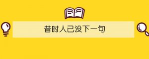 昔时人已没下一句