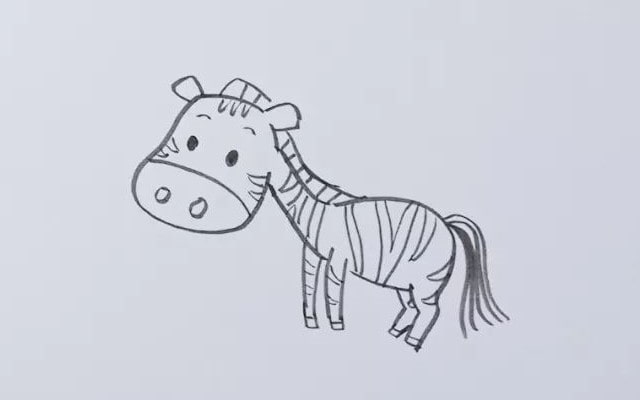 卡通斑马儿童简笔画教程