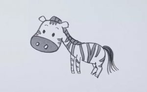 卡通斑马儿童简笔画教程