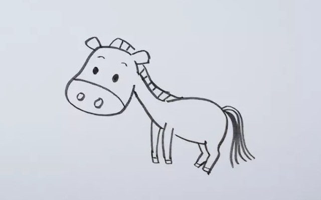 卡通斑马儿童简笔画教程