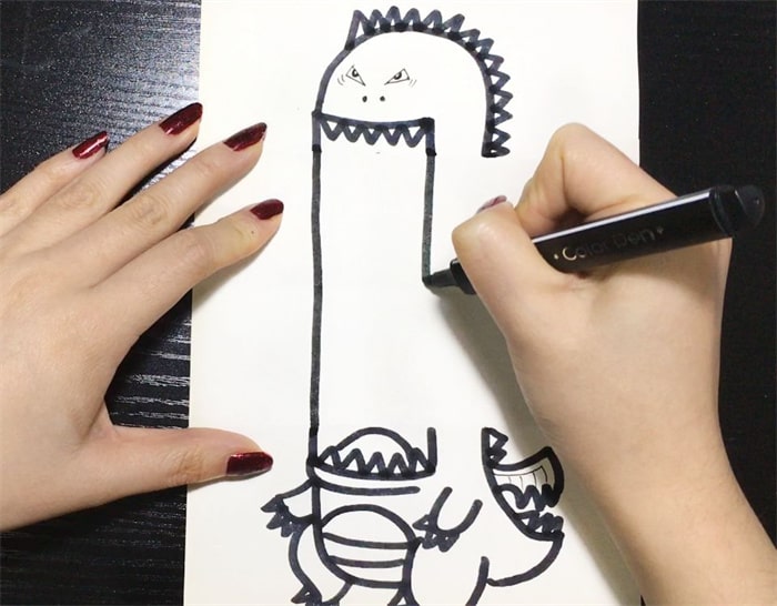 会张嘴巴的大恐龙简笔画图片