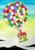 创意水粉剪贴画《飞屋环游记》