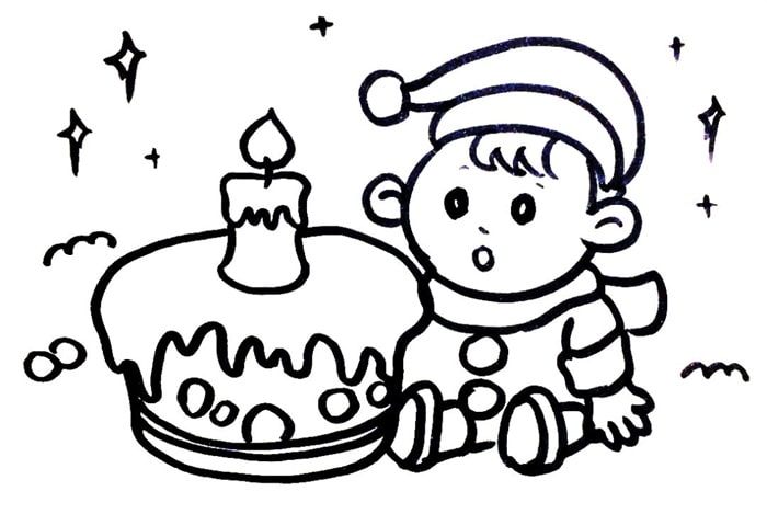 小宝贝过生日蛋糕儿童简笔画