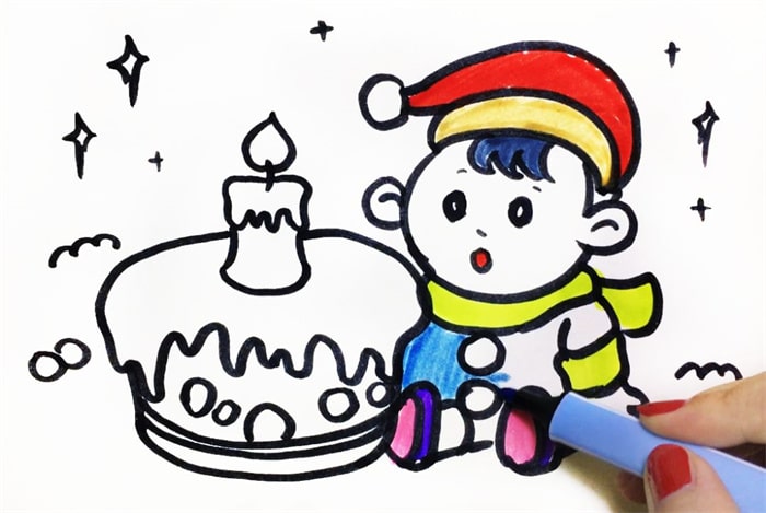 小宝贝过生日蛋糕儿童简笔画