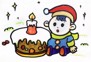 小宝贝过生日蛋糕儿童简笔画