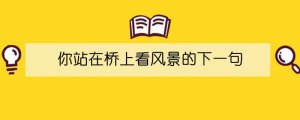 你站在桥上看风景的下一句