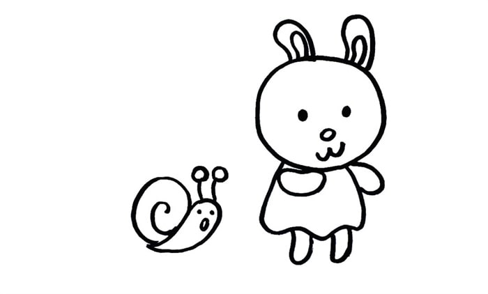 小白兔与小蜗牛儿童简笔画