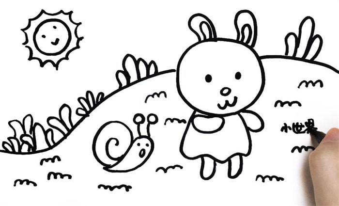 小白兔与小蜗牛儿童简笔画