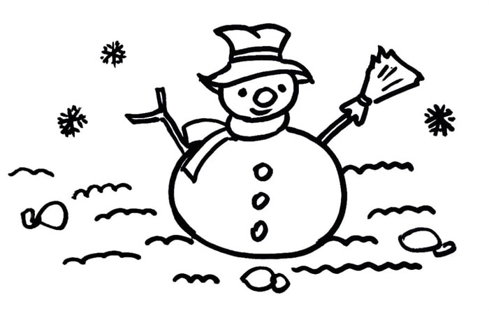 圆肚子小雪人儿童简笔画图片