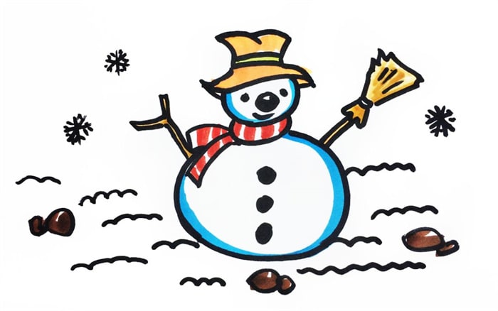 圆肚子小雪人儿童简笔画图片
