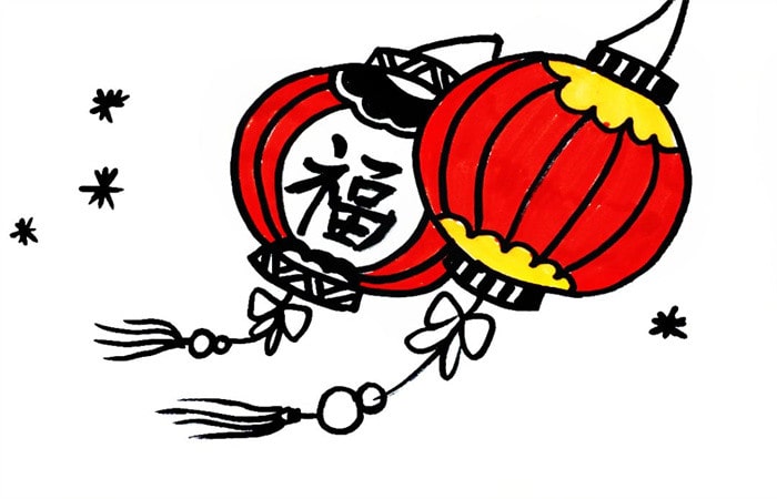 大红灯笼简笔画怎么画图片