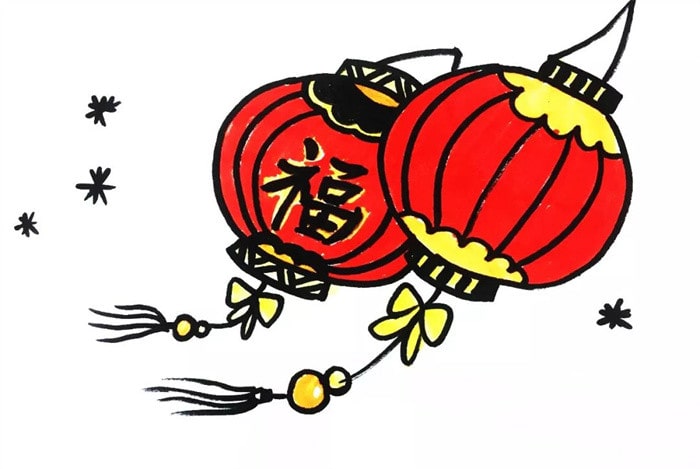 大红灯笼简笔画怎么画图片