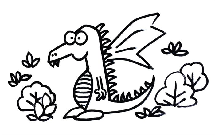 一只小翼龙儿童简笔画步骤