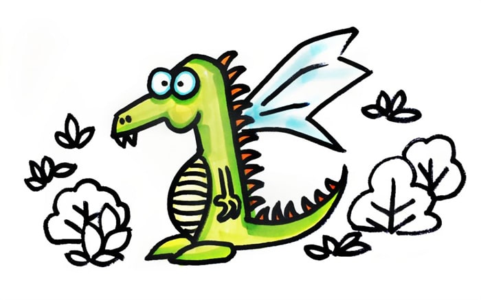 一只小翼龙儿童简笔画步骤