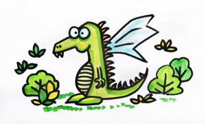 一只小翼龙儿童简笔画步骤