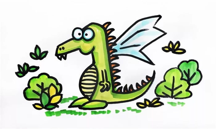 一只小翼龙儿童简笔画步骤