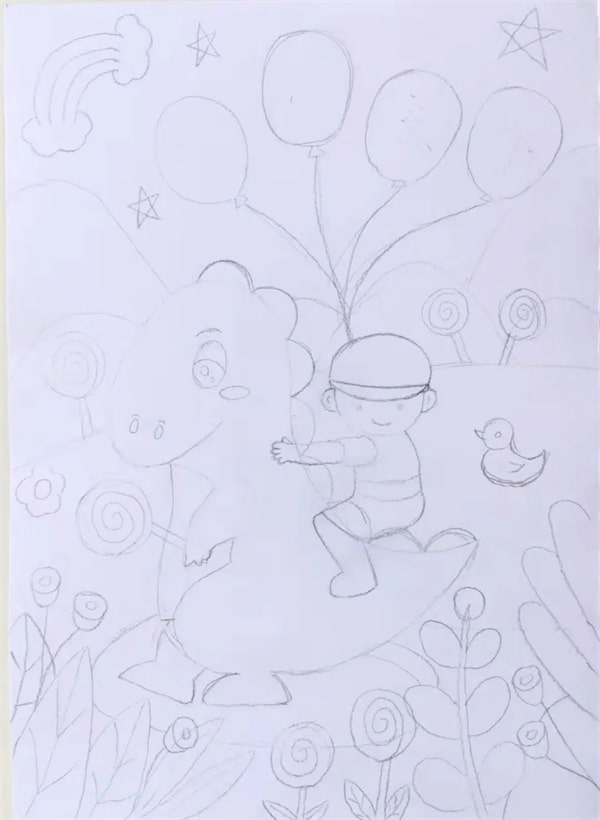 关于六一儿童节的画《快乐童年》