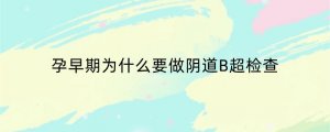孕早期为什么要做阴道B超检查？