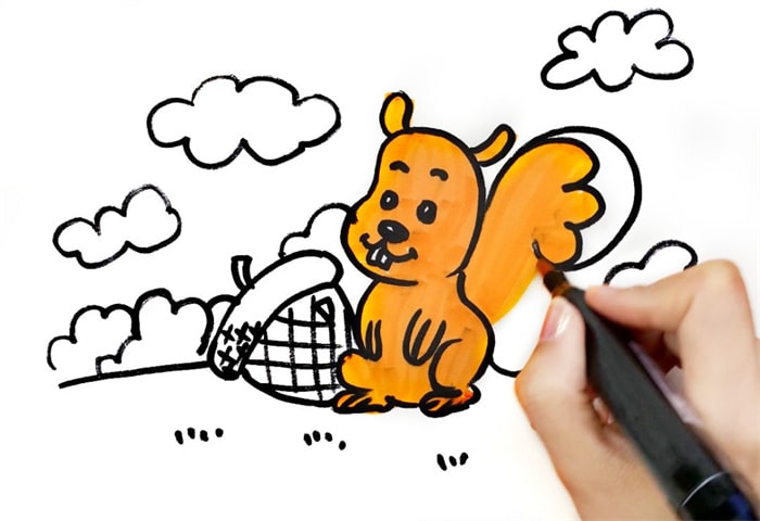 小松鼠儿童简笔画步骤图片