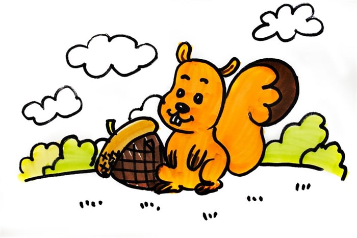 小松鼠儿童简笔画步骤图片