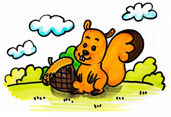 小松鼠儿童简笔画步骤图片