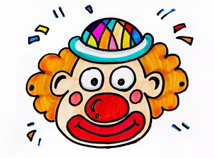 小丑人物头像简笔画步骤图片