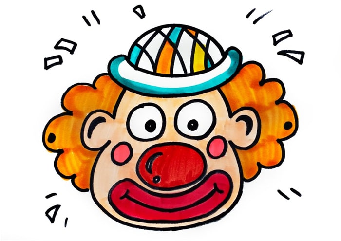 小丑人物头像简笔画步骤图片