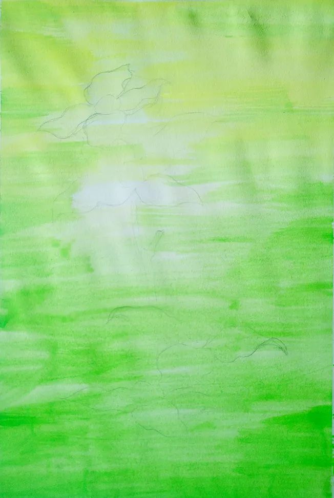 水粉画作品教程步骤《蓝色花朵》