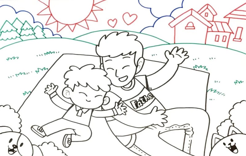 儿童画父亲节的图画怎么画教程