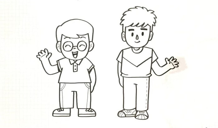 父亲节画两位可爱的爸爸简笔画