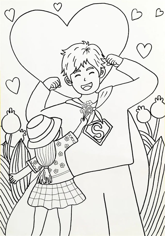 父亲节我爱我的超人爸爸儿童简笔画步骤