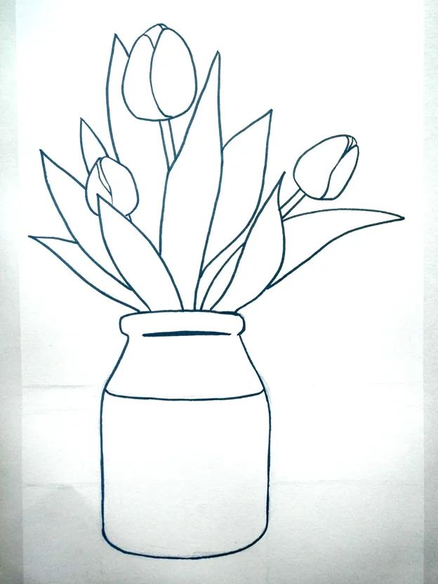 儿童水粉画花作品步骤《郁金香》